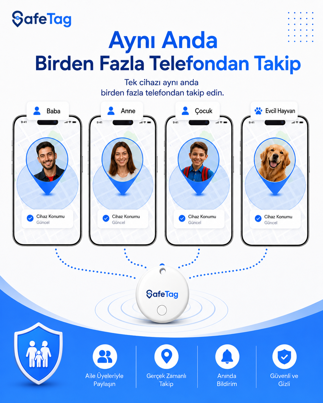 SafeTag Akıllı Takip Cihazı – Araç, Çanta, Anahtar ve Sevdikleriniz İçin Konum Takibi