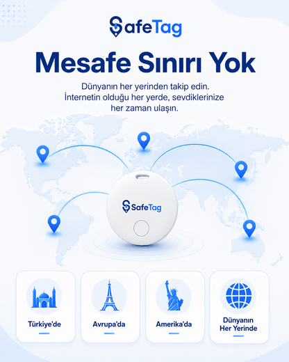 SafeTag Akıllı Takip Cihazı – Araç, Çanta, Anahtar ve Sevdikleriniz İçin Konum Takibi